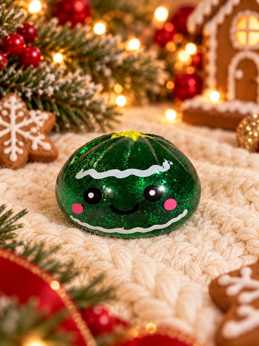 Green Christmas Tree Glitter Squishy