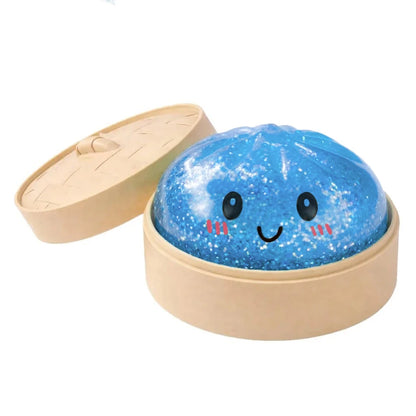 Realistic Giant Dumpling Squeeze Toy with Bamboo Steamer Soft TPR