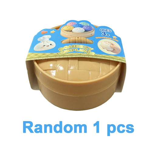 Realistic Giant Dumpling Squeeze Toy with Bamboo Steamer Soft TPR