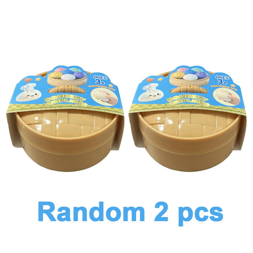 Realistic Giant Dumpling Squeeze Toy with Bamboo Steamer Soft TPR