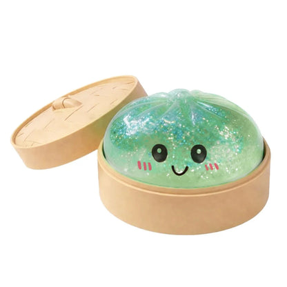 Realistic Giant Dumpling Squeeze Toy with Bamboo Steamer Soft TPR