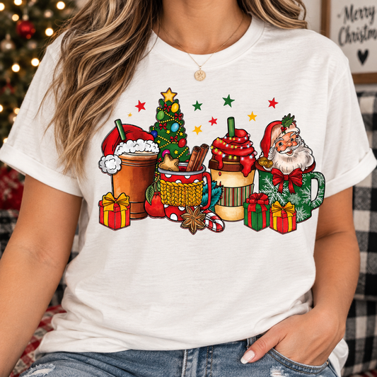 Santa’s Christmas Drinks Graphic T-Shirt