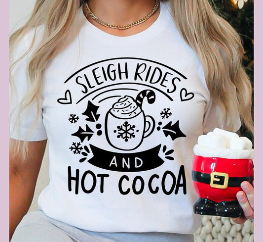 Sleigh Rides & Hot Cocoa Christmas Graphic T-Shirt